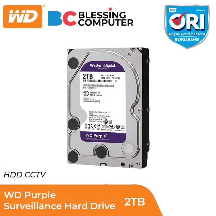 Hardisk CCTV 2TB WD Purple (WD22PURZ) / Hardisk WD 2TB