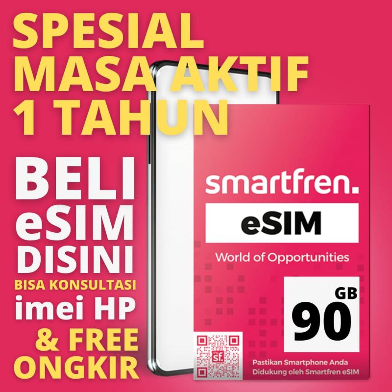 ESIM SMARTFREN TERMURAH paket 1 TAHUN (pakai barcode)