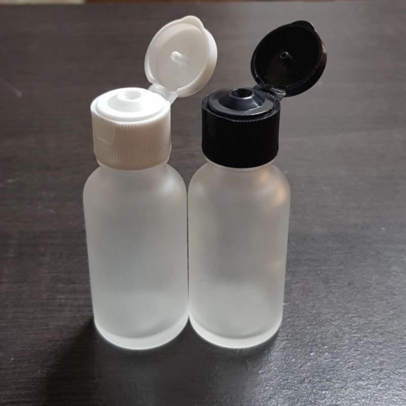 botol kaca 20ml frosted bening tutup fliptop