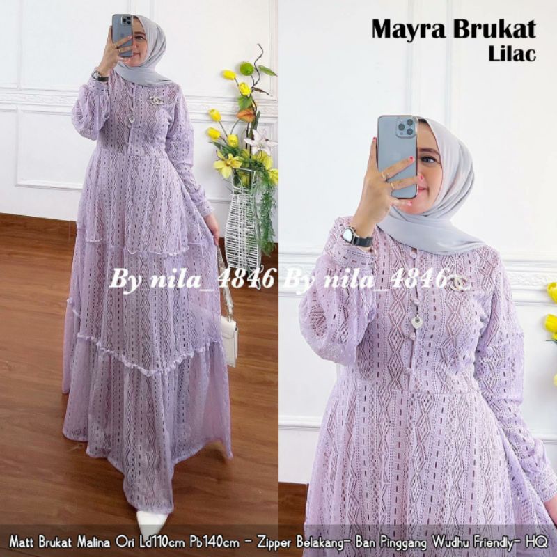 MAYRA BRUKAT MAXY GAMIS DRESS BROKAT MALINA BEST SELLER TERMURAH