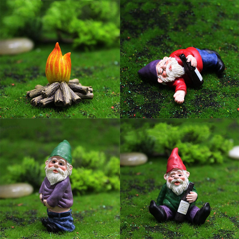 ELEGANT Resin Dwarf Miniatures Miniature Garden Flower Pot Accessories Micro Landscape Decoration 1/4 pcs Moss Outdoor Handicraft Fairy Elf Bonsai Ornaments