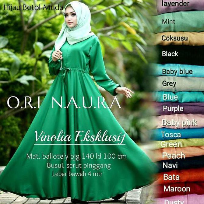 Baju Gamis Wanita Terbaru Vinolia Ori Naura Maxi Polos Balotelli