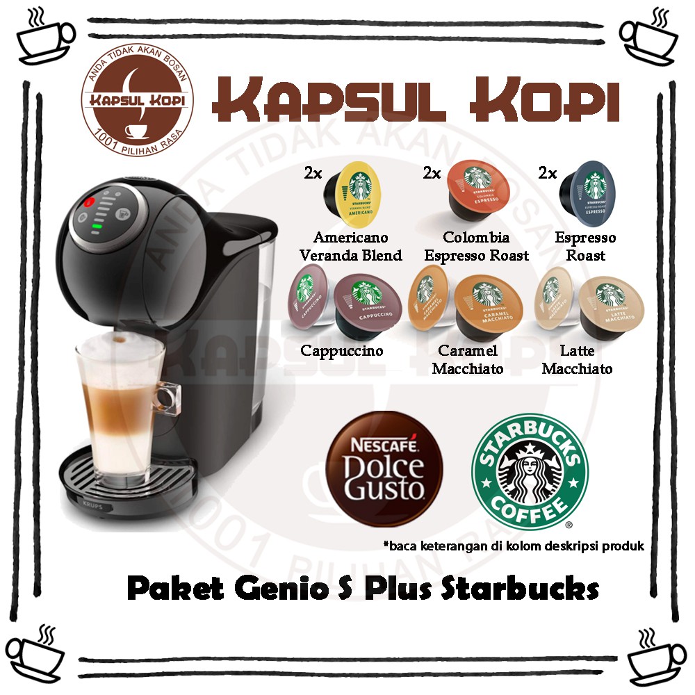 Paket Genio S Plus Starbucks Nescafe Dolce Gusto Mesin Kapsul Kopi