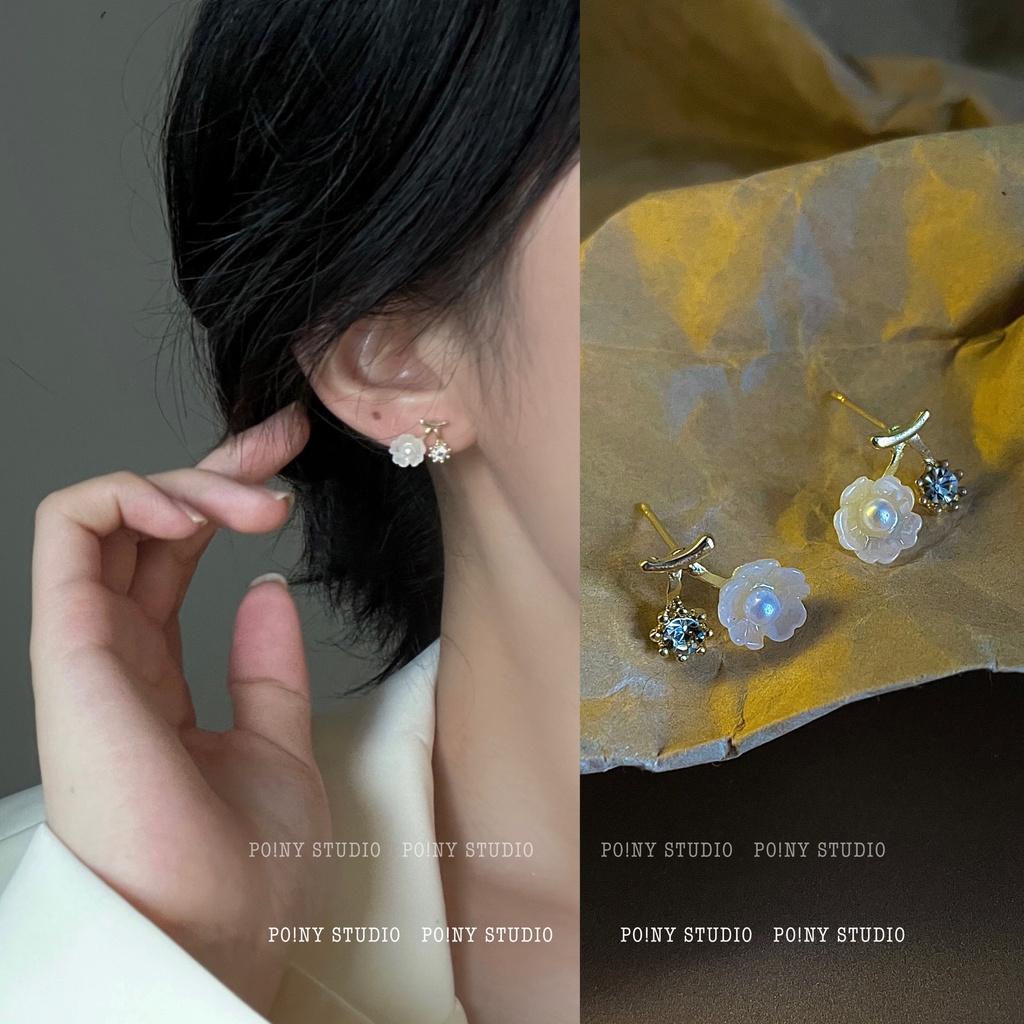 Rhinestone bunga anting-anting modis baru cahaya mewah anting-anting untuk Wanita musim panas niche