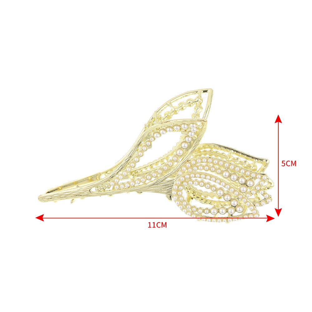 Jepit Rambut Bentuk Bunga Tulip Aksen Mutiara Dan Berlian Imitasi Gaya Korea Untuk Wanita