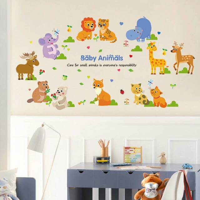 RELIZA WALLSTICKER BABY ANIMAL KIDS HEWAN ZOO SINGA SK9104 STIKER DINDING