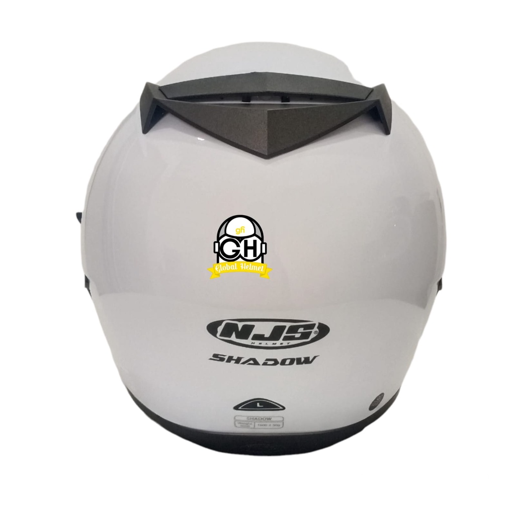 HELM FULL FACE NJS SHADOW SOLID WHITE DOUBLE VISOR FREE EXTRA FLAT CLEAR VISOR