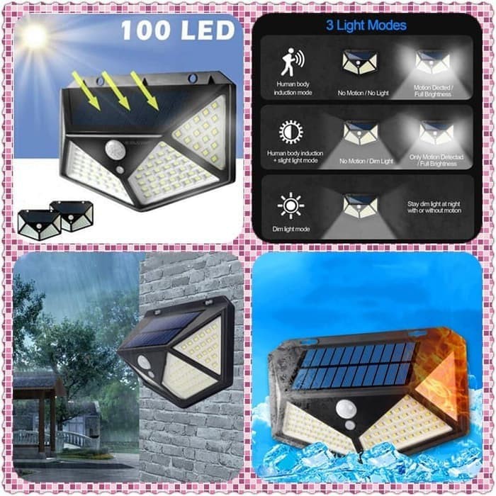 NEW Lampu Solar 100 LED  Wall Lights Waterproof