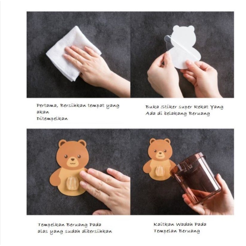 Tempat sikat gigi beruang /rak kamar mandi/gantungan tempel tempat sikat gigi/ beruang dispenser sikat gigi/beruang rak sikat gigi/dispenser sikat gigi odol/tempel sikat gigi/odol serbaguna rak kamar mandi/gantungan odol/beruang gantungan kamar mandi-6