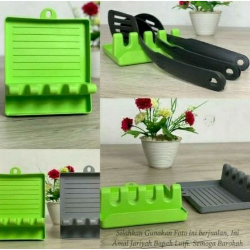 Tatakan Penyimpanan Peralatan Masak / Holder Spatula / Alas Alat Masak / Tatakan Tempat Spatula Holder Tutup Panci | kitchen Rack Spoon pad | WADAH SPATULA ALAT MASAK / Tatakan Tempat Spatula Sodet Irus / TATAKAN SENDOK GORENG 5 SLOT 4 SEKAT