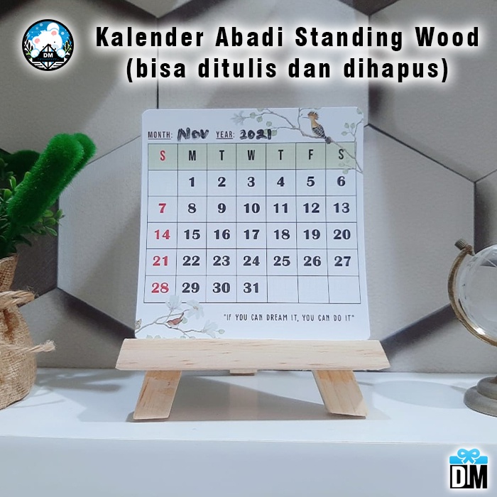 Kalender Abadi Standing Wood Tulis Hapus Kalender 2021 2022 2023 Everlasting Calendar Aesthetic New 