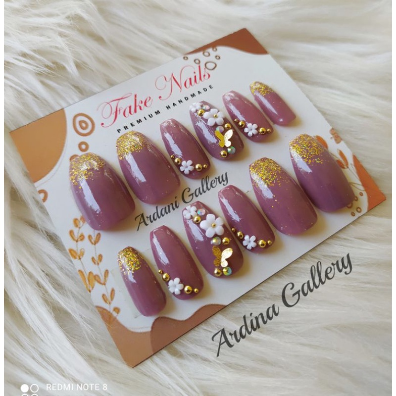 KUKU PALSU LILAC// KUKU PALSU UNGU TARO// FAKE NAIL WEDDING FREE LEM