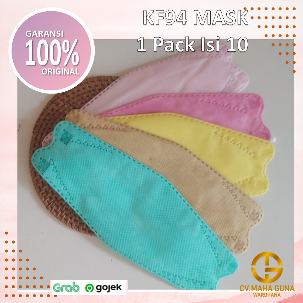 MASKER KF94 COLOUR EDITION 4 PLY WARNA CREAM-MINT-KUNING-PINK-PINK SOFT-MERAH BATA  TALI PUTIH