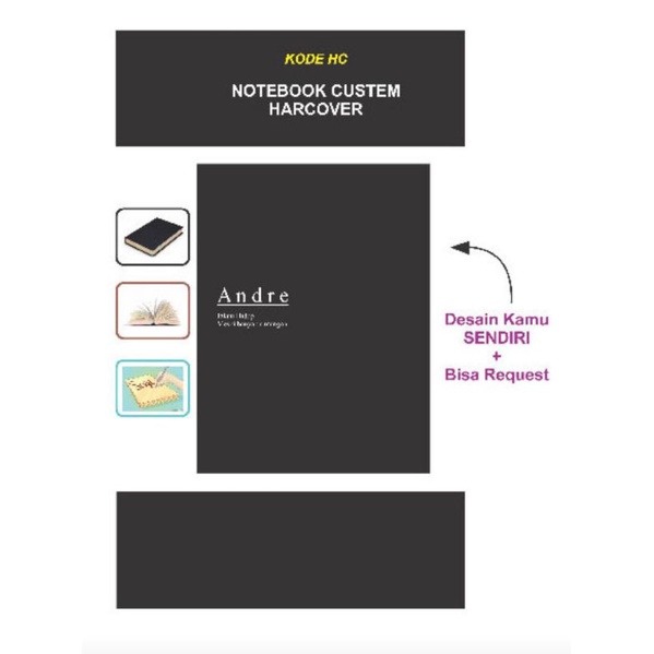

Notebook custom, Ukuran A5 hardcover. Rp 20.000 s/d