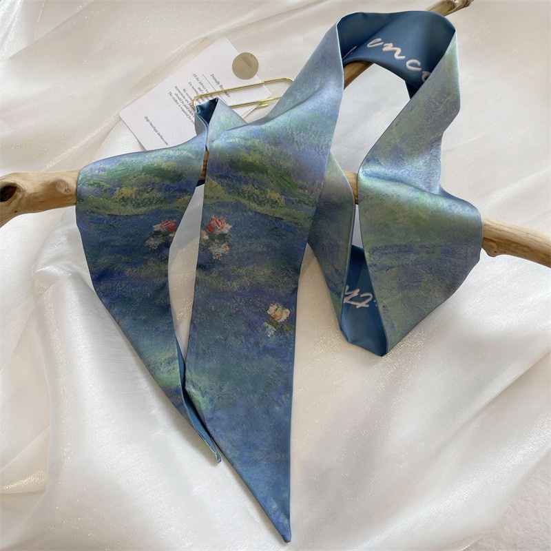 AESTHETIC SCENERY KOREAN SILK SCARF / TWILLY BAG / SYAL KOREA SATIN ESTETIK / IKAT RAMBUT PITA sutera PANJANG / SELENDANG sutra-Scenery 3