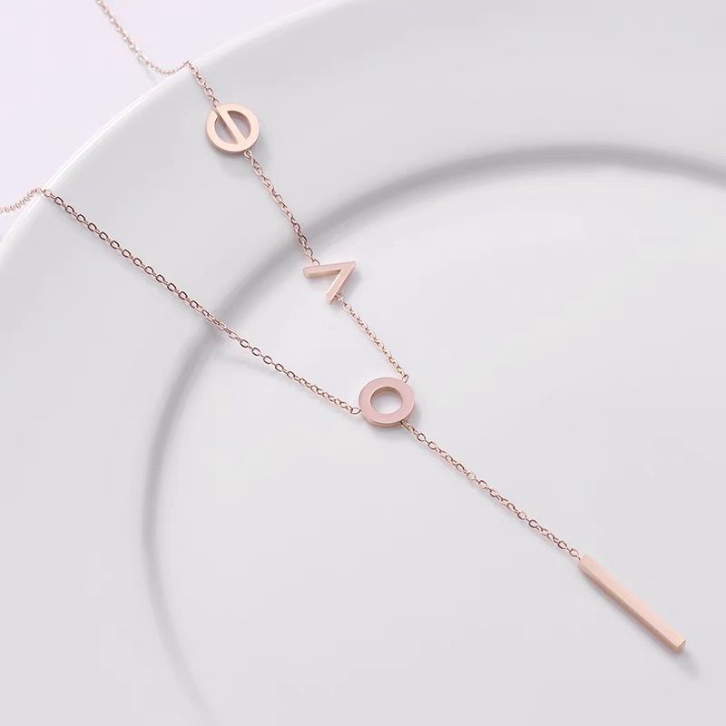 COD! kalung titanium wanita love juntai variasi anti karat import