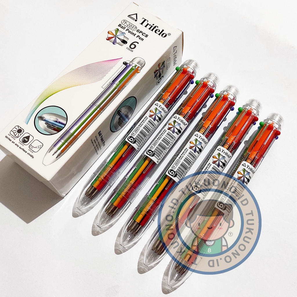 

TRIFELO 6 Colour Ballpoint Pen TF2037 Pulpen 6 Warna | Bolpen Pulpen Pen