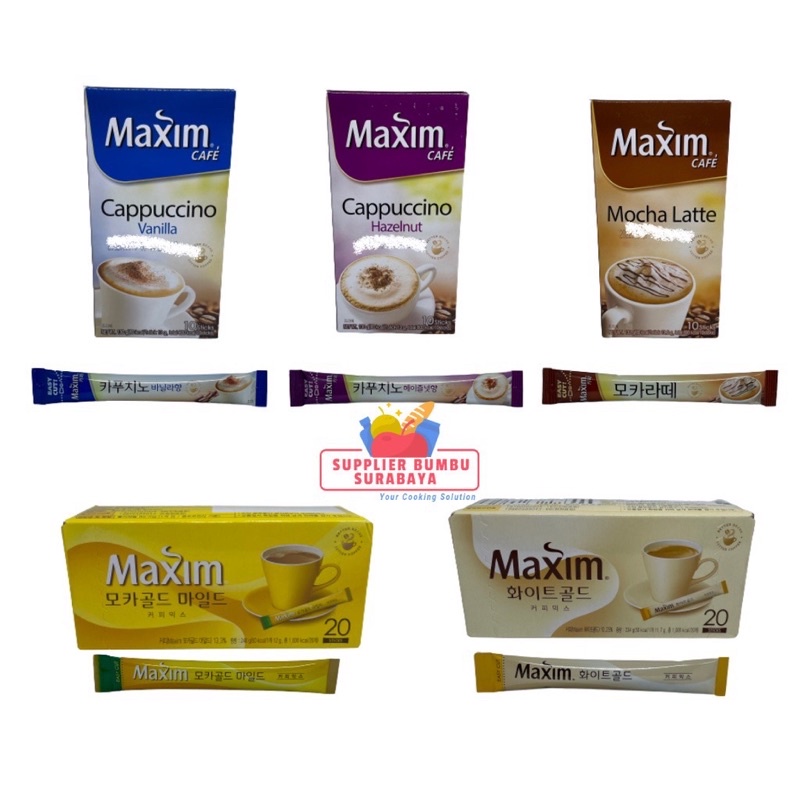 Maxim Instant Coffee Sachet Kopi Korea Cappucino Hazelnut Mocha Vanilla Latte