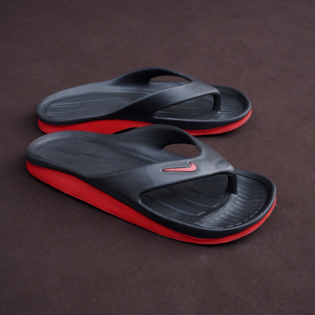 TerBARu - Sandal Karet Jepit Kasual Santai Pria Nike Duramo Hitam List Merah - Bayar Di Tempat