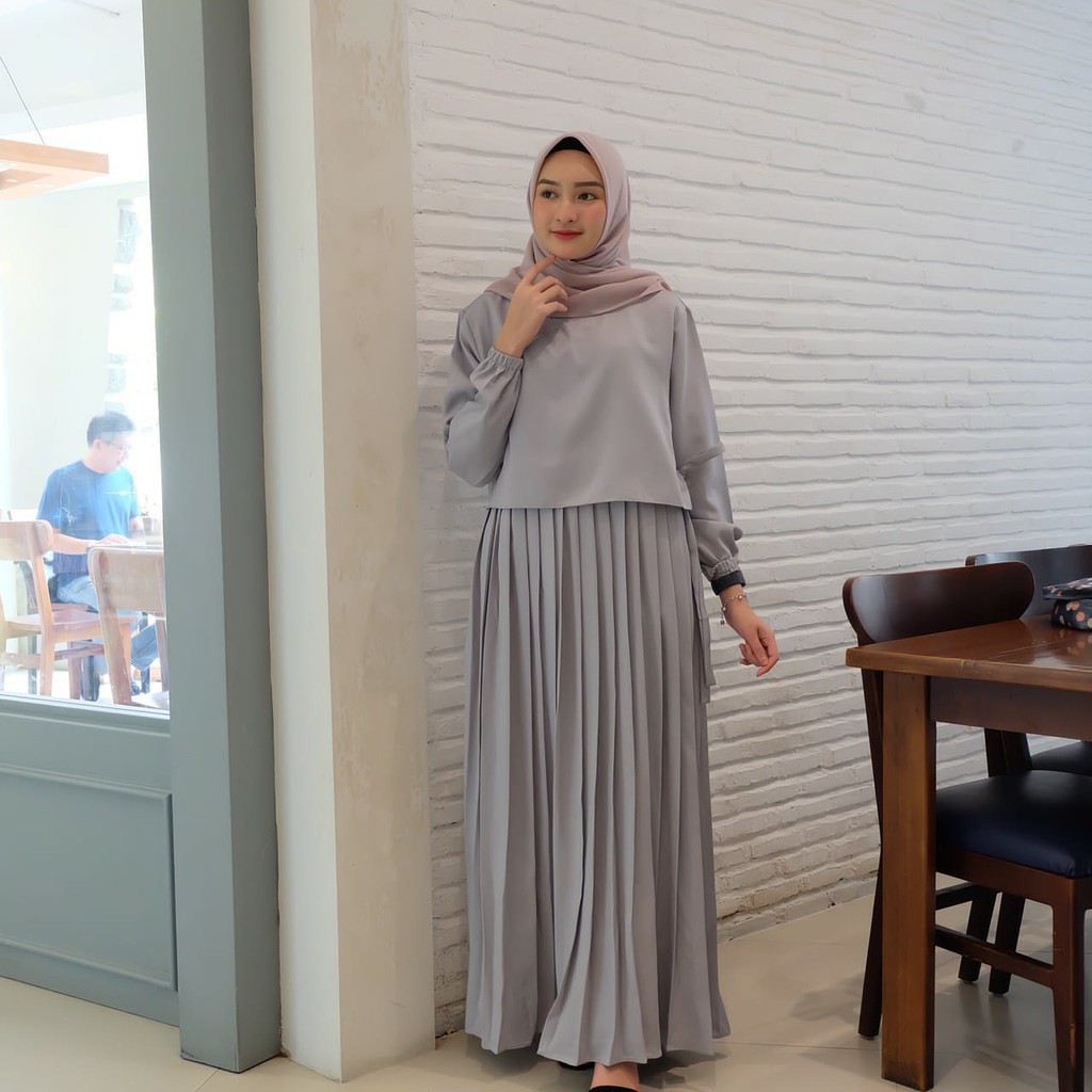Gamis Kira Abu Silver / gamis termurah / Dress Muslim /promo
