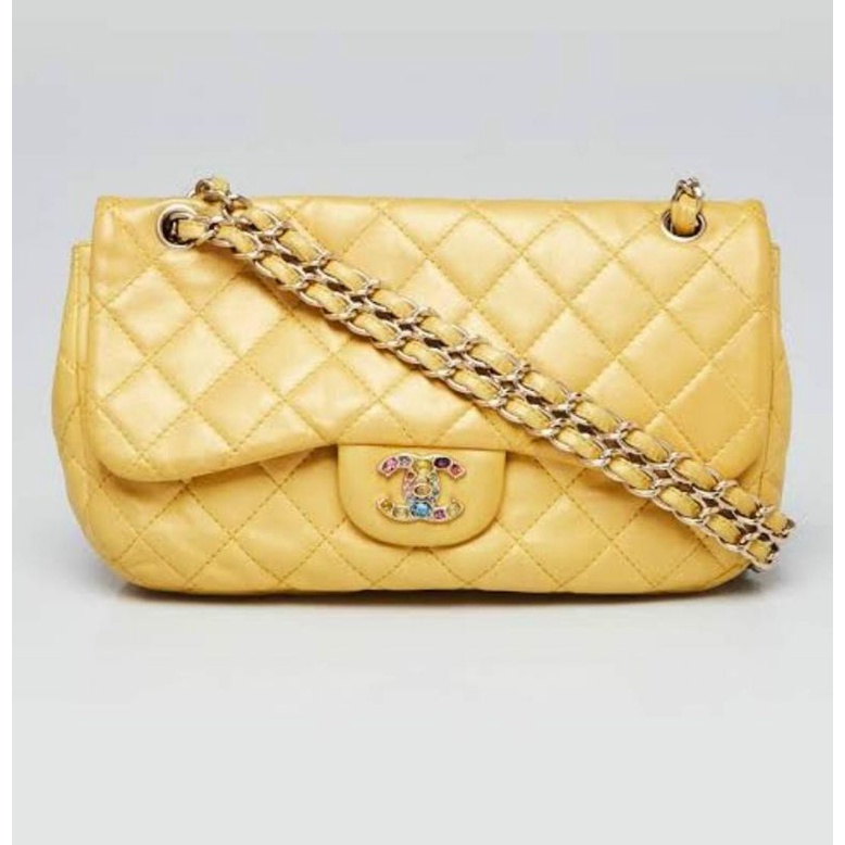 Chanel Flap medium Quilted Yellow GHW