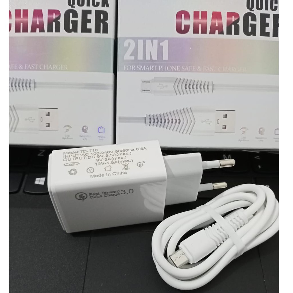 CHARGER QUICK 3.0 TD-T10 2IN1 ORIGINAL MICRO 3.5A UNIVERSAL