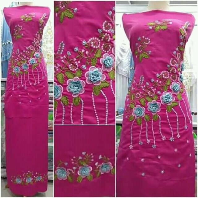 Bahan/Bakal Baju Kurung Bordir Manual Timbul