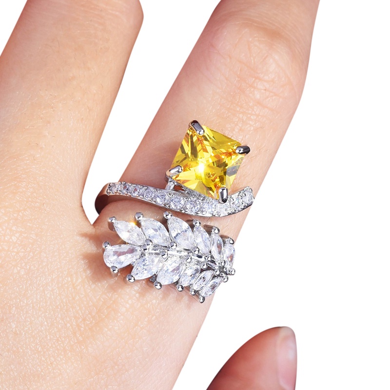 Cincin Sterling Silver 925 Hias Kristal Kubik Zirconia AAA Mewah Berkilau Untuk Wanita