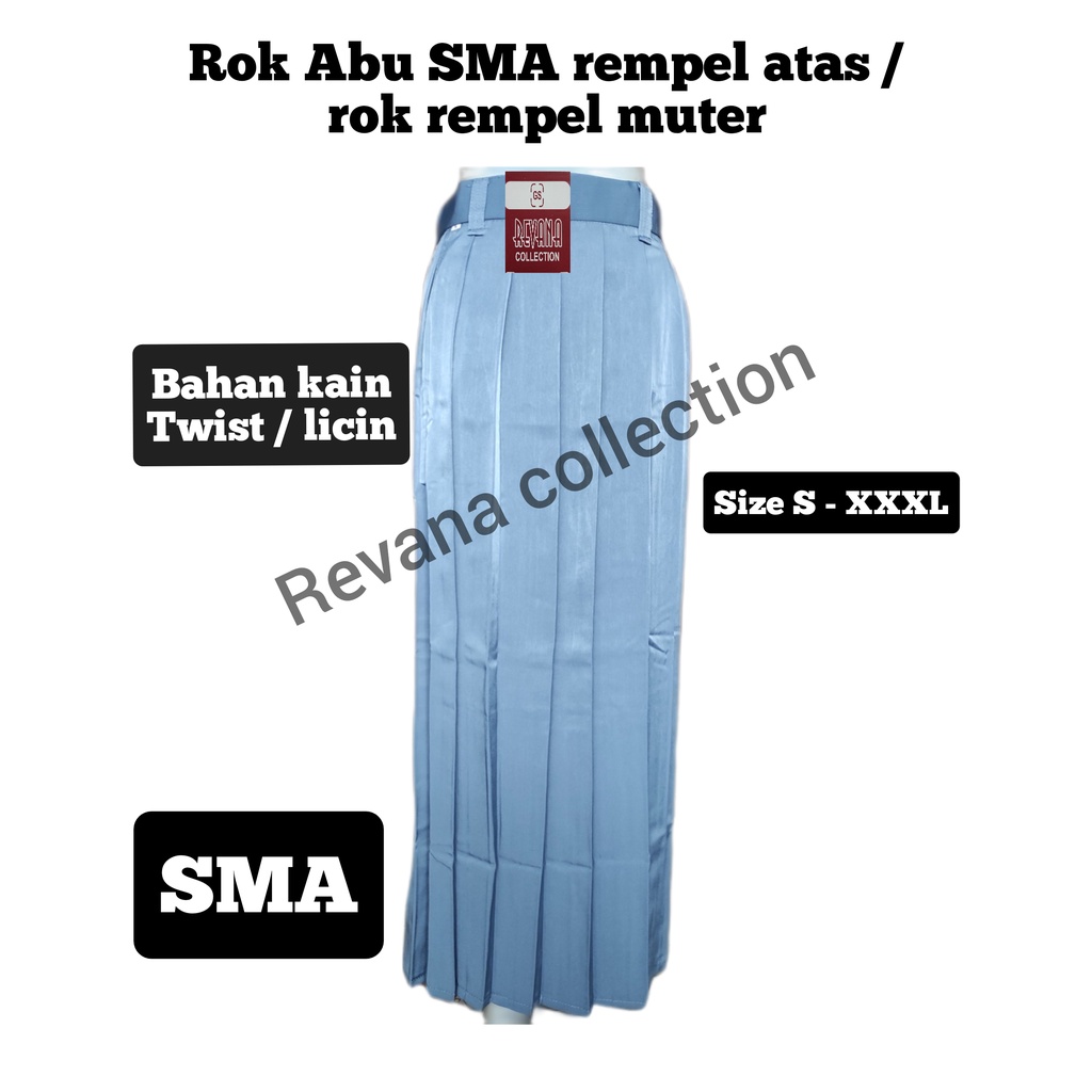 Rok Abu Panjang Rempel Lipit Atas SMA/SMK (Bahan twist/licin)