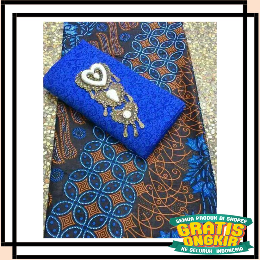 BATIK SEMARANG MURAH - TERBARU TERKINI / Kain Batik SENO BIRU LIRIS KAWUNG & Kain Embos