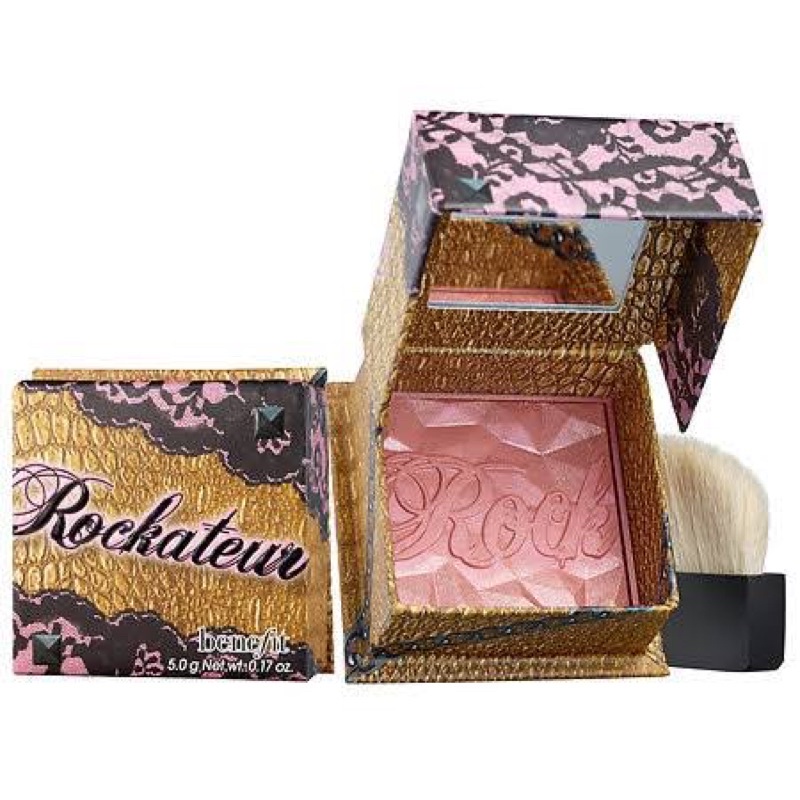 Benefit Rockateur Rose Gold Blush On Make Up / Blusher Powder real size