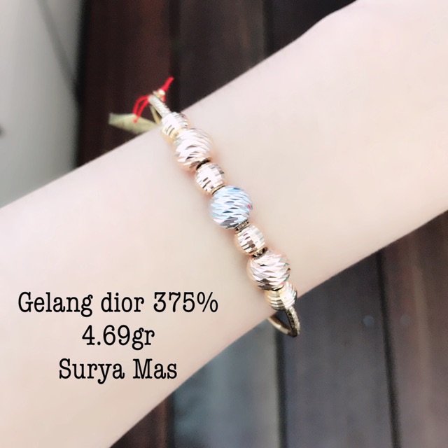 Gelang bulat dior emas 375%