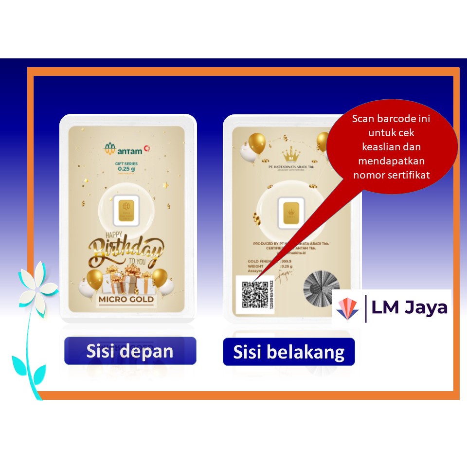 Micro Gold Antam Hartadinata Birthday 0.25 gram Kado Ulang Tahun Micro Gold 0.25 gram Kalo Ultah