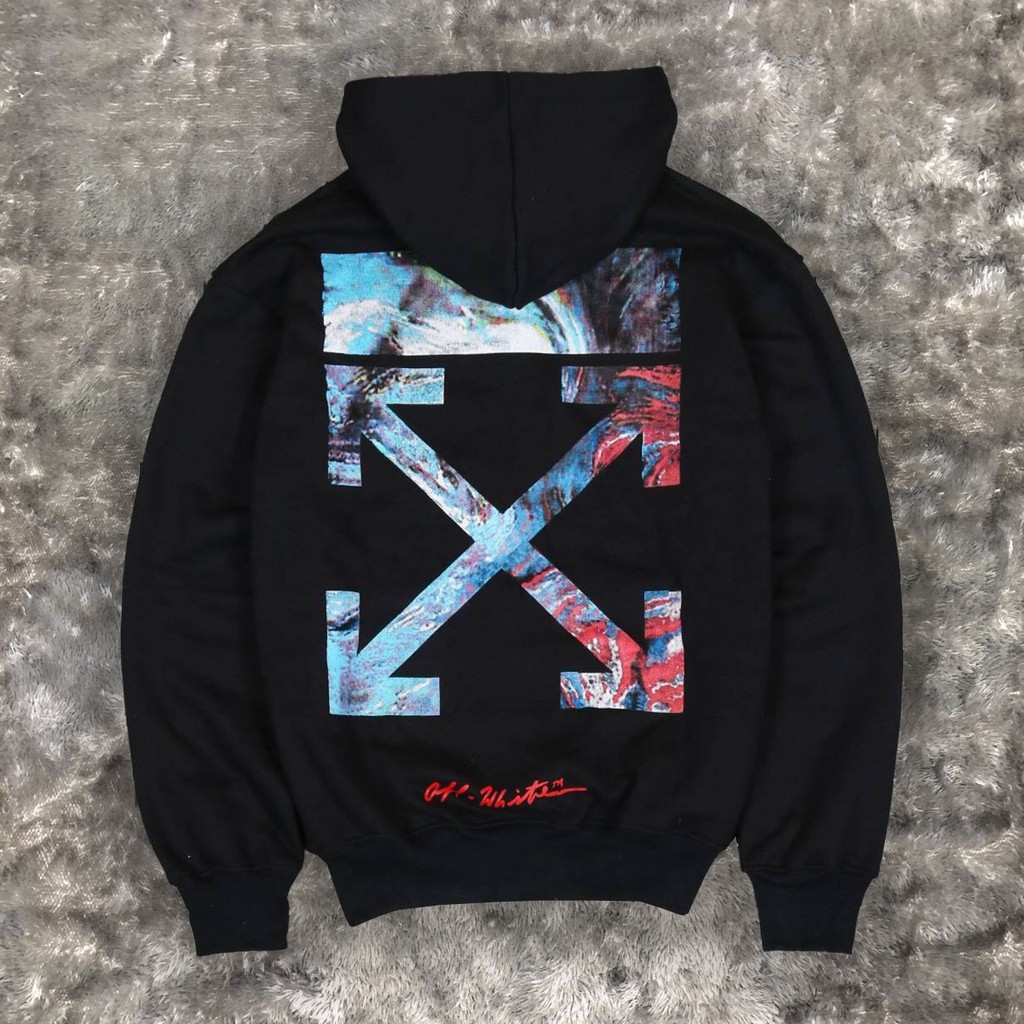 HOODIE OFFWHITE OFF WHITE CROSS DIAGONAL OFFWHITE RED