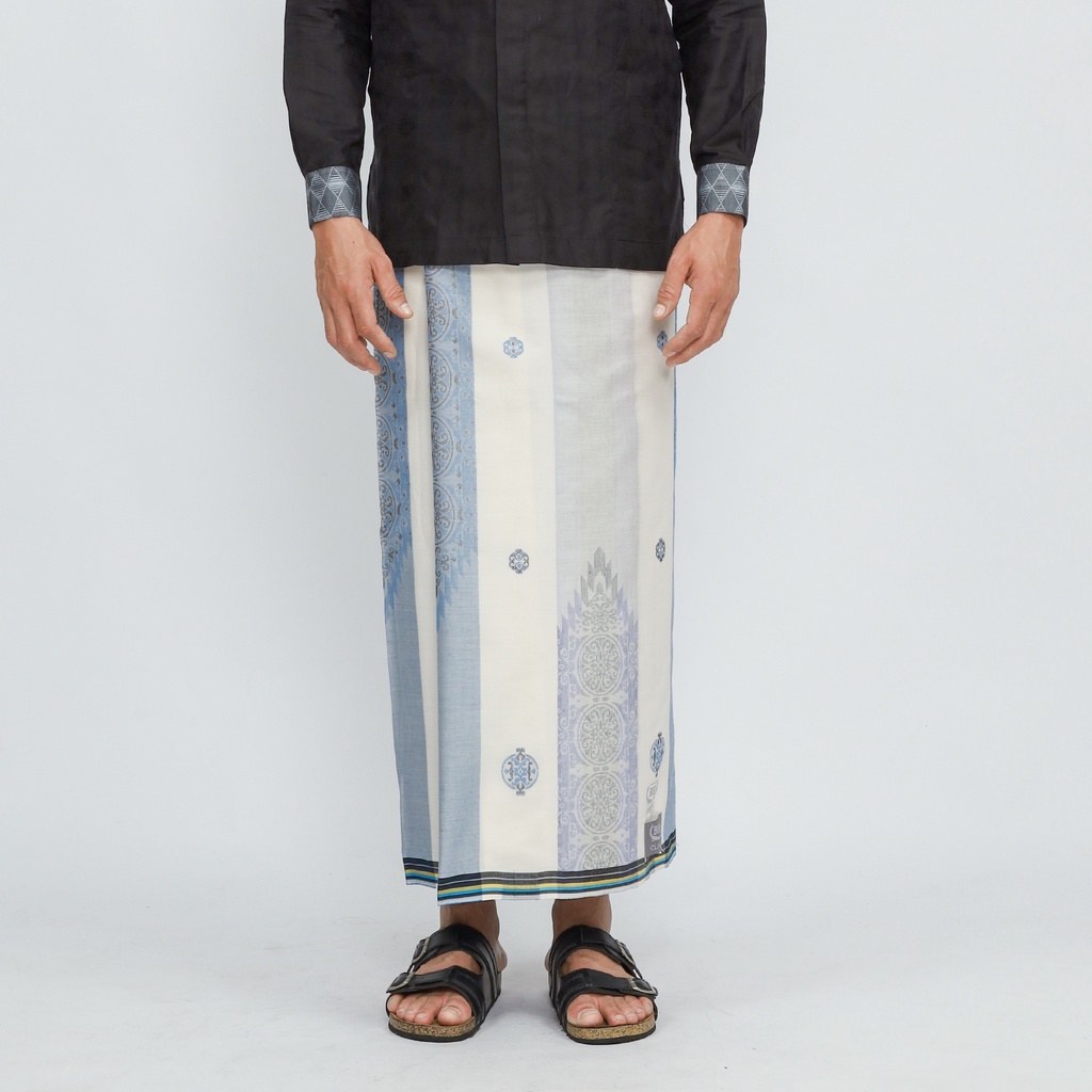 Sarung BHS Classic Silver Motif JGA Putih Biru / BHS CLASSIC JGA