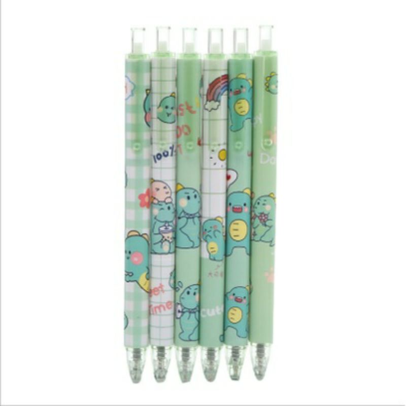 

BluePink Pen Gel Mekanik Import Motif Cartoon Cat Dinosaur / Pulpen Pelajar Dan Kantor Pena Lucu Motif Dino Imut