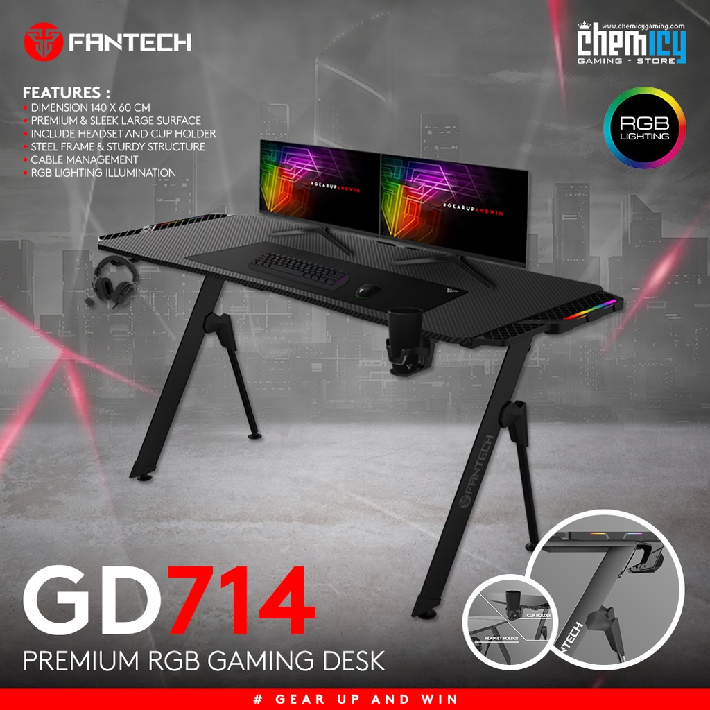 Fantech GD714 RGB Gaming Desk / Meja komputer