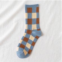 ⭐️𝐈𝐇𝐒 𝟔𝟏𝟎⭐️Kaos Kaki Pria Wanita Panjang Setinggi Betis Motif Catur New Fashion Korean Style Socks-Biru Catur