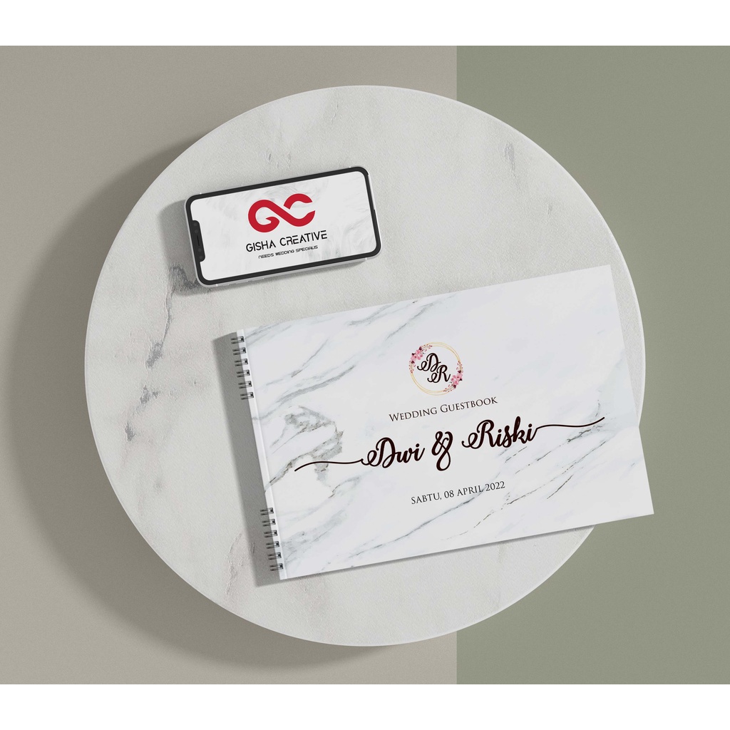 BUKU TAMU PERNIKAHAN HARD COVER DESIGN TEMPLATE JILID SPIRAL CETAK FULL COLOUR