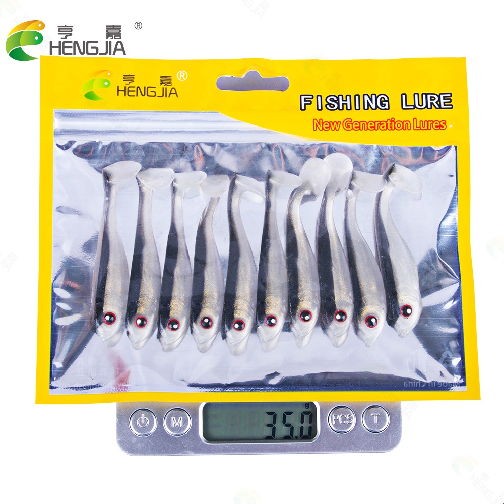 Hengjia 10 Pcs Umpan Pancing Soft Bait Bentuk Cacing Keriting Bahan Silikon Ukuran 6.5cm 3.1g