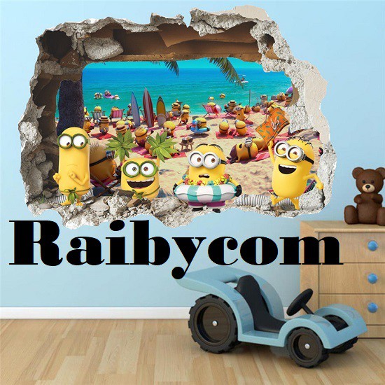 3d Wall Sticker Dinding Kamar Anak Poster 3d Minion 3 Dimensi Stiker