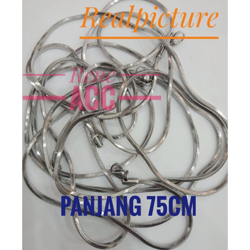 Kalung Titanium silver kotak Anti karat selamanya DI JAMIN