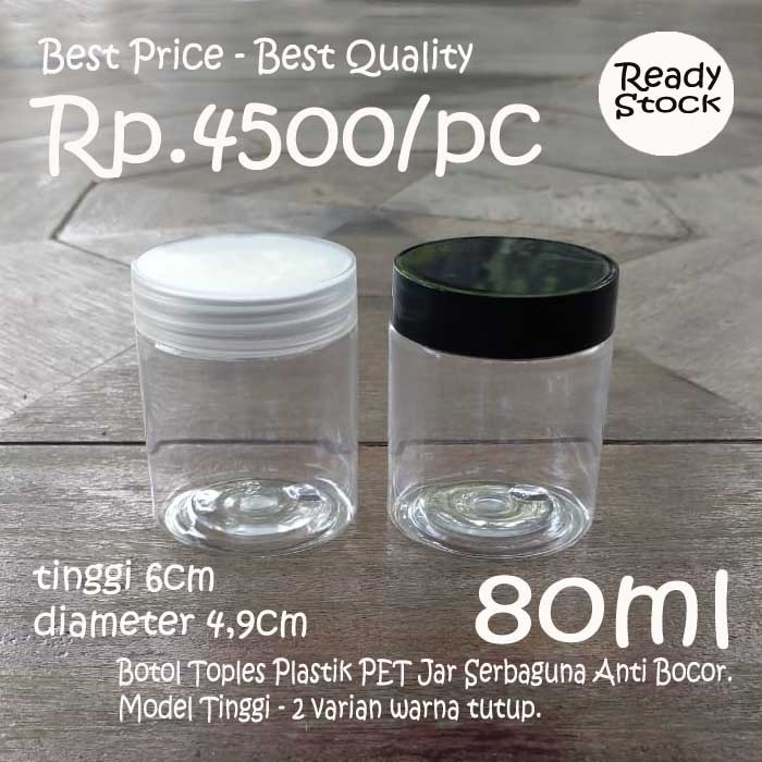 Botol Toples Plastik Jar 80ml Toples Makanan Bumbu 80 ml Jar 80 gram Pot Kosmetik 80gram