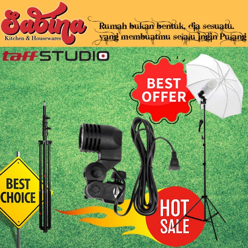 Set Payung softbox Diffuser Umbrella Fotografi Studio 84CM Bohlam 45W