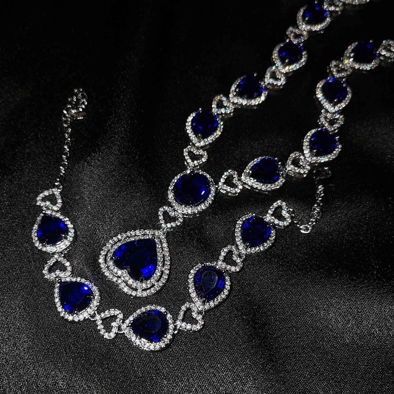 New Luxury Full Diamond Ocean Heart Necklace