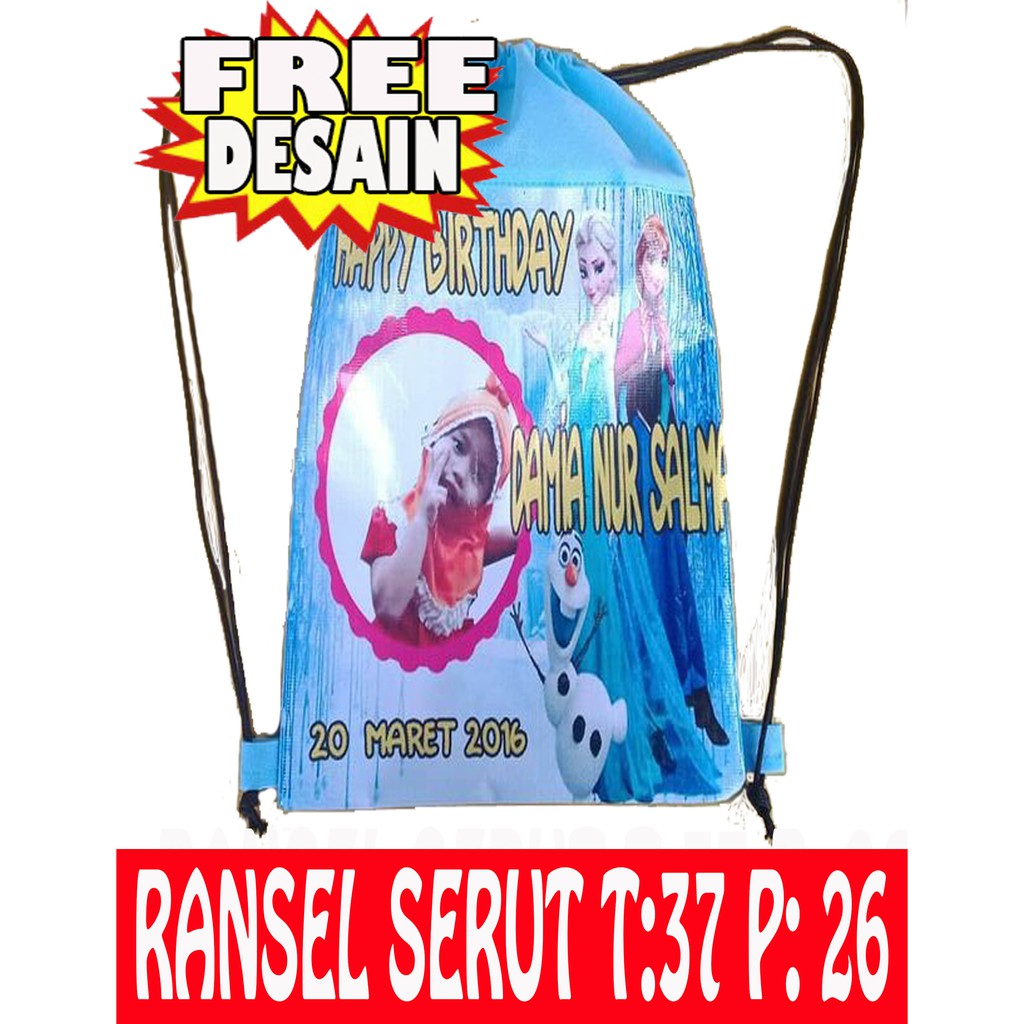 

Tas Souvenir Goodie Bag Ransel Ulang Tahun Ultah Custom Foto Anak Free Desain