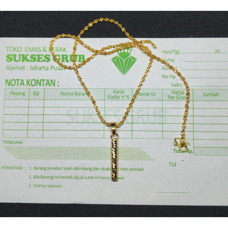 cod kalung ulir liontin bambu berlapis emas 24K ASLI