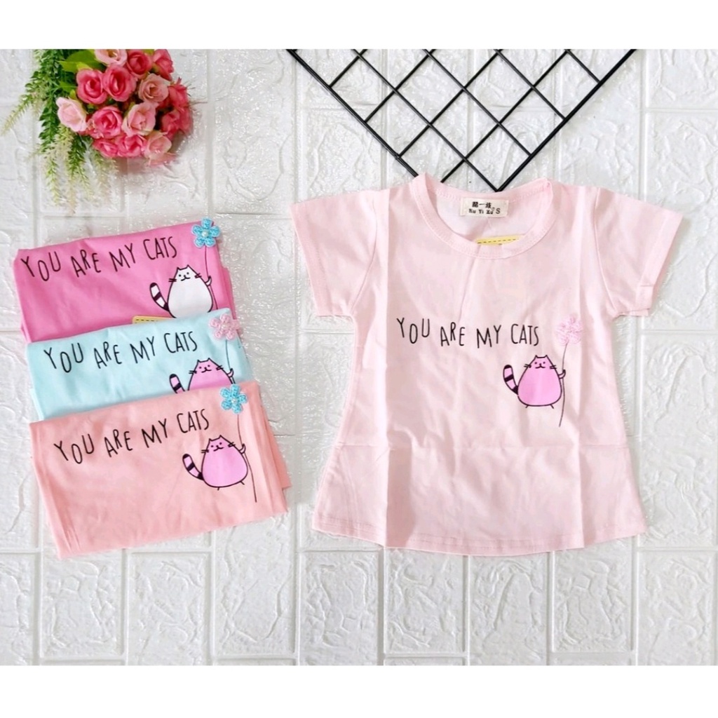 Baju Anak Perempuan Usia 1 tahun - 9 tahun / Kaos Anak Perempuan Lengan Pendek / 100% cotton import