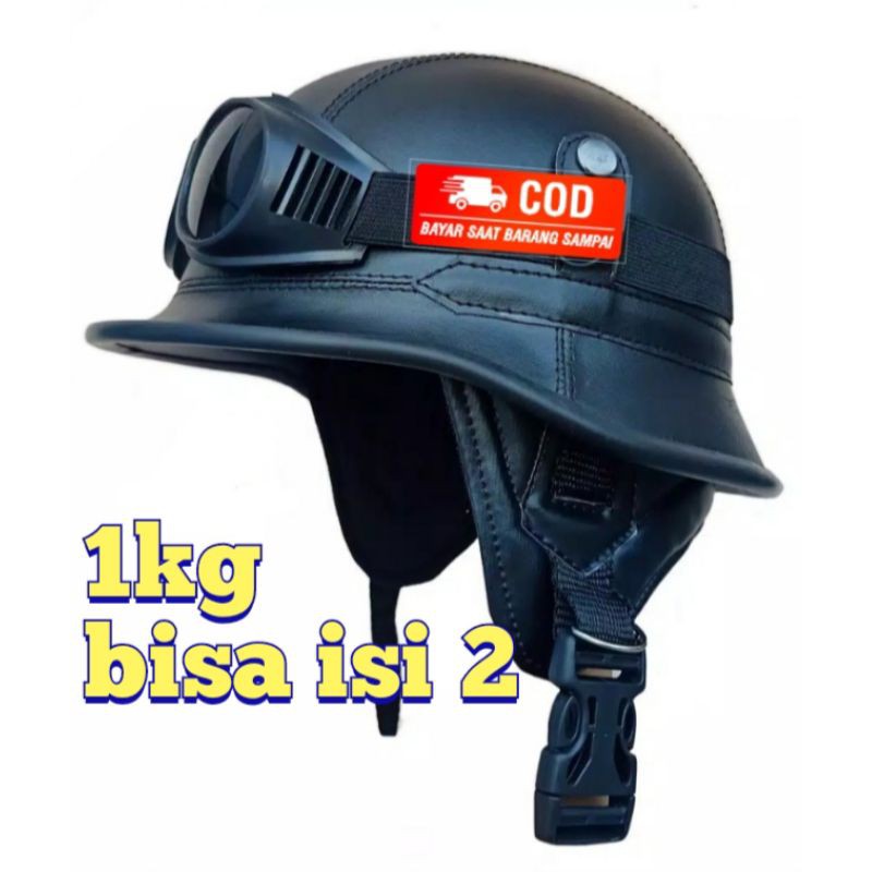 HELM RETRO MODEL NAZY WARNA HITAM POLOS-HELM CLASIC-HELM RETRO