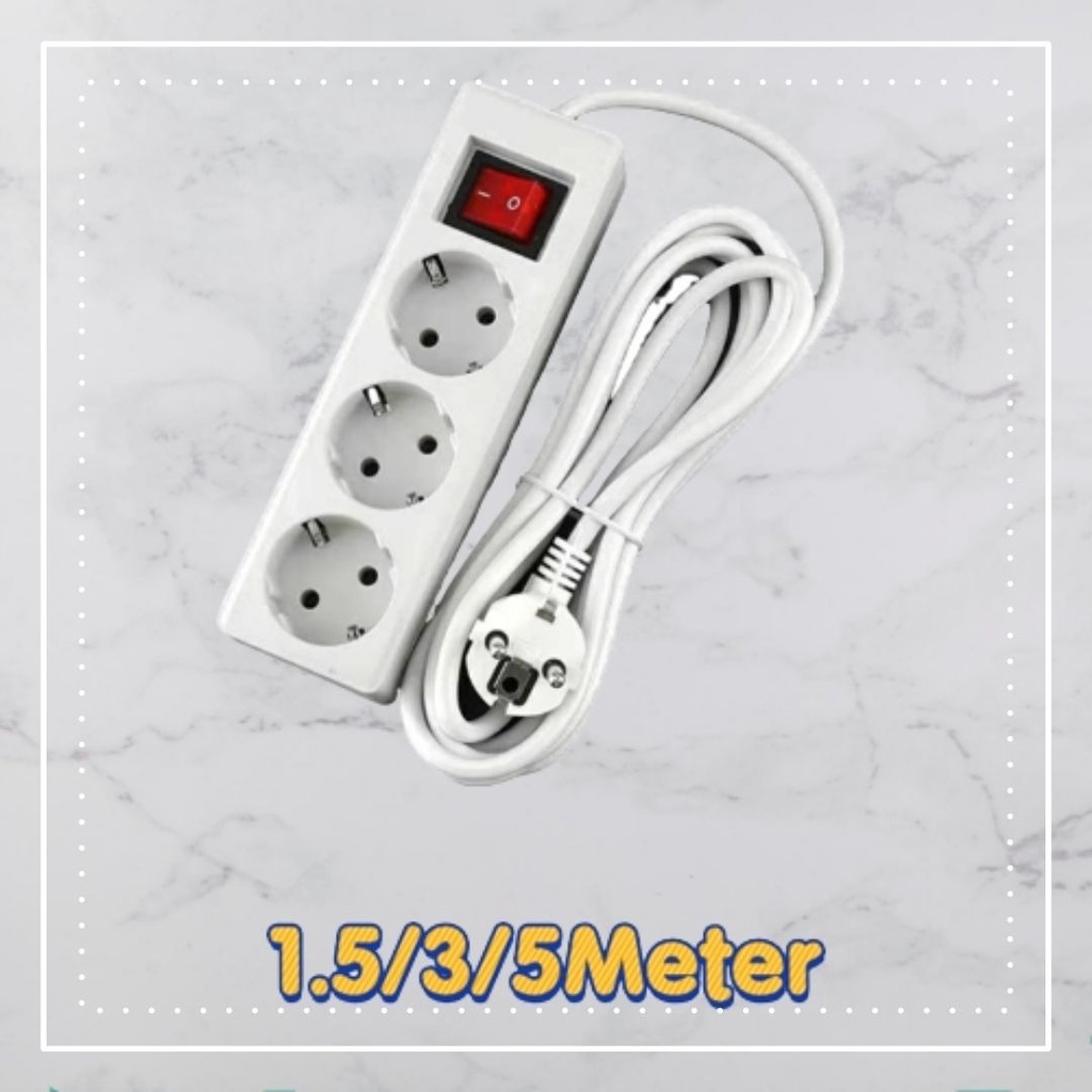 Stop Kontak + Kabel 1.5 / 3 / 5 meter SNI / Power Socket / Colokan Kabel